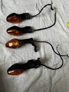 Fiem Sia1275-00 Motorcycle Turn Signal Lights Set Amber Bulbs Wiring Included