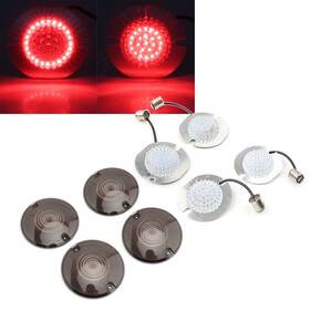 Flashbuyeasy 412000350540 Fit Harley Road King 1157 Front Rear Led Turn Signals Smoked Lens Light Covers