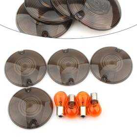 Flashbuyeasy 550727948739 4x Turn Signal Light Amber Bulbs Smoke Cover Fit Harley Davidson Road King 94-10
