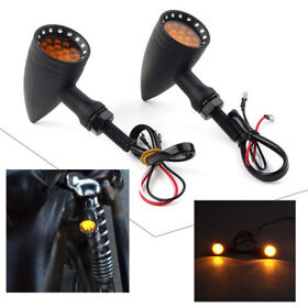 For Harley Honda Vintage Led Turn Signals Amber Lights Indicator Lamps