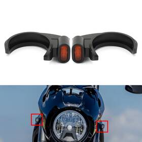 Fortodayy 550735899047 Front Turn Signal Light For Harley 49-51mm Fork Black Housing Amber Lens
