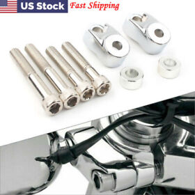 Front Turn Signal Mount Bracket Relocation Kit 39mm 49mm Silver For Harley Dyna Front Turn Signal Mount Bracket Relocation Kit 39mm 49mm Silver For Harley Dyna