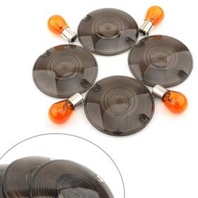 Goodcde 550749397287 For Harley Davidson Classic Flhtc Smoked Turn Signal Light Cover Lens Amber Bulb