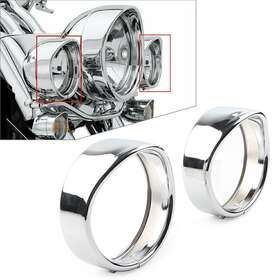 Goodnewstoreusa 211311424212 4.5 Inch Passing Light Lamp Trim Ring Bezel Visor Cover Fit Harley Flht Flhr Chrome
