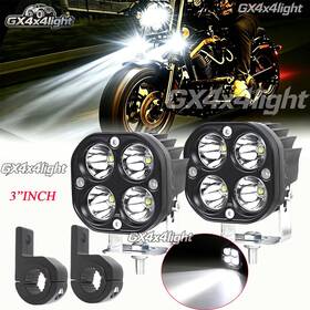 Gx4x4light F4wmzj 2x Motorcycle 3 Inch Led Work Light Pods Auxiliary Driving Fog White With Bracket