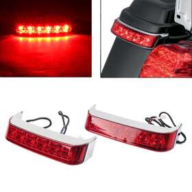 Hkseller-au 890000482988 Led Saddlebag Run/brake/turn Lamp Light Chrome Housing/red Lens For Harley 09-13