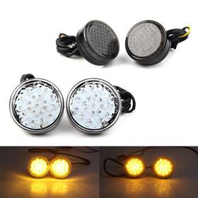 Hukyu 550723299446 Clear Led Round Smoke Turn Signal Indicator Blinker Light Lamp Amber 12v