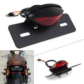 Hukyu 612046790090 Rear License Plate Brake Stop Tail Light Black Bracket For Cafe Racer Motorcycle
