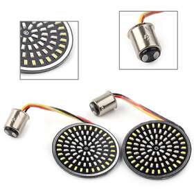 Hukyu 612063464271 Yellow 1157 Turn Signal Light Inserts Blinker For Harley Touring Road King Dyna