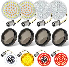 Jahy2tech 883148533278 1157 Front Rear Led Turn Signal Insert Brake Lights Smoke Lens For Harley