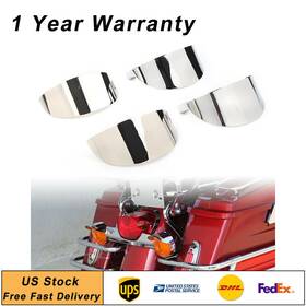 Kabusikikaisya-kawausa 550744335697 Front Rear Turn Signal Visors Cover Chrome Fit Harley Touring 86-17 Flht And Flstc