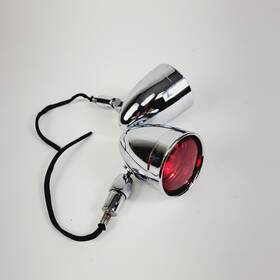 Lazer Star D15282 Chrome Billet Halogen Ridged Mount Bullet Light With Red Lens