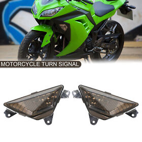 Ts-202-smoke Led Front Turn Signal Light For Ninja Kawasaki 250 300 400 650 1000 Zx6r Smoke