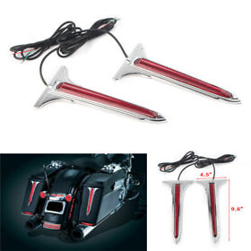 Led Rear Saddlebag Accent Brake Tail Light For Harley 98-13 Road Glides Red Lens