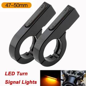 Lenkdou Mp02-001-0044b-50mm-dt 2x Front Motorcycle 47-50mm Fork Led Turn Signal Light Indicator Amber White