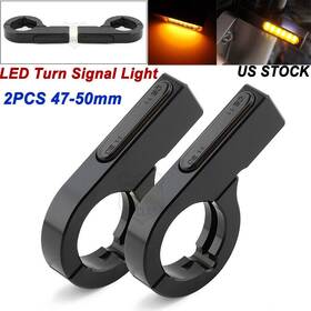 Lenkdou Mp02-001-0044b-50mm-le 2pcs Amber Light Front 47-50mm Fork Led Turn Signal Lamp Indicator White Black