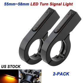 Lenkdou Mp02-001-0044b-58mm-im 2x Front Amber Motorcycle Led Turn Signal Clamp Light 55-58mm Fork Tubes
