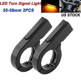 Lenkdou Mp02-001-0044b-58mm-le 2pcs Front 55-58mm Fork Tubes Led Turn Signal Light Clamp Amber Motorcycle