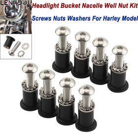 Lenkdou Mp02-002-0020svl1 8x Headlight Bucket Nacelle Well Nut Kit For Harley Touring Road King Glide