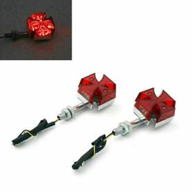 Madhornets Ts-006-red 2x Custom Red Maltese Cross Led Turn Signal Light Fit For Motorcycle