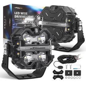 Maxpeedingrods 4xcgy9 270 Led Driving Light Pods 160w For Off Road Atv Utv 4x4 Rgb Drl Spot White 12v
