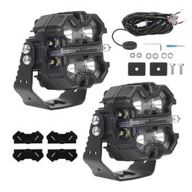 Maxpeedingrods 5whe9o 160w Led Pod Light 3.5 Inch Square Spot Rgb Drl For Atv Suv 4x4 Off Road 12v Ip68