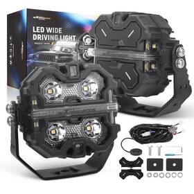 Maxpeedingrods Ai6pqg 160w Led Pod Light 3.5 Inch Square Spot Rgb Drl For Atv Suv 4x4 Off Road 12v Ip68