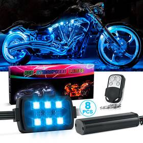 Mictuning Mic-09-0162 8 Pods Rgb Led Rock Lights For Motorcycle Underbody Glow Lamp Kit Remote Control