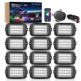 Mictuning Mic07-q11t12 Q1 Rgb-ic Led Rock Lights 12 Pods Underglow Multicolor Neon Glow Lamp