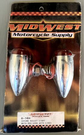 Midwest Motorcycle Supply 8-304 8-304pair Chrome Bullet Lights With Red Lens For Harley