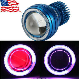 Mini Led Projector Lens Headlight For Motorcycles Purple Angel Red Devil Light