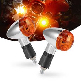 Motltech Zd-01 Motorcycle Turn Signals 2pcs Chrome Bullet Front Rear Lights For Honda Harley