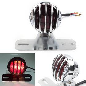 Moto Centre 550720281970 Grill Side Mount Motorcycle Tail Light License Plate Bracket Cafe Racer Bobber