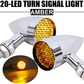 Motorcycle Chrome Bullet Led Brake Running Turn Signal Light Fit For Bobber Cafe