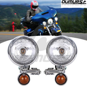 Motorcycle Chrome Passing Driving Spot Fog Lamp Turn Signal Light For Harley