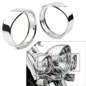 Motorshop168 550733533004 4.5 Inch Passing Lights Lamp Trim Ring Bezel Visor Cover For Harley Flht Flhr Chrome