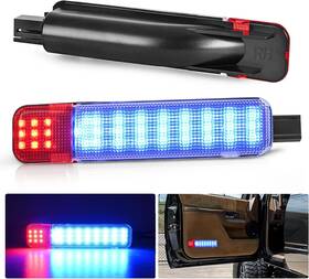 Nilight 840323934831 2pcs Led Interior Door Panel Light Courtesy Warning Lights Blue Red