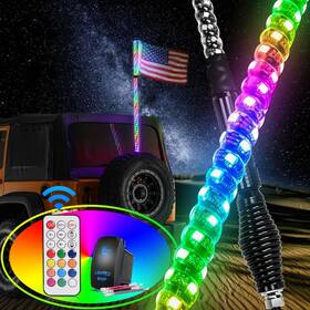 Nilight Tl-47 1pc 4ft Spiral Rgb Led Whip Light With Spring Base -1pc