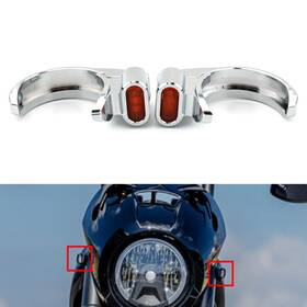 Oginodaisukeusa 550714709763 Front Turn Signal Light For Harley 49-51mm Fork Tube Chrome Housing Amber Lens