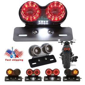 Oumurs A1700150001p Motorcycle Led Twin Dual Tail Integrated Turn Signals Brake License Plate Light