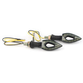 Pair Led Turn Signal Lights Indicator Blinker Black Bolt-on Amber Hs