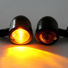 Mall-un007009-bk-a Pair Motorcycle Bullet Turn Signals Indicator Lights For Honda Suzuki Cafe Racer