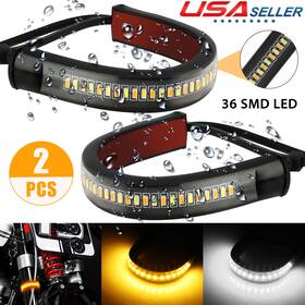 Peakparts 608374472685 2x Motorcycle Flowing Amber Led Fork Turn Signal Strip Light For Auxito