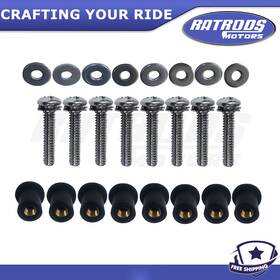 Lsot001449 Ratrods Auto Parts Rb2001276 New Stainless Steel And Rubber Well Nut Kit For Harley Headlight Bucket Nacelle