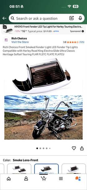 Rich Choices Cb1301osm-f Smoked Front Fender Light Led Compatible With Harley