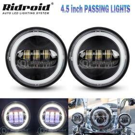 Ridroid Wd00002 Pair 4-1/2 Inch Auxiliary 4.5 Fog Passing Lights Halo Drl Lamp For Harley Davidson