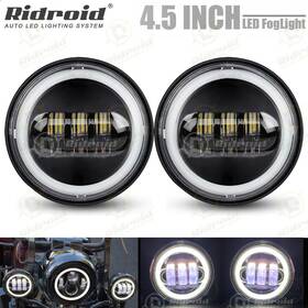 Ridroid Wd0002 Black 4-1/2 Inch Auxiliary Fog Passing Lights Halo Drl Spot Lamp For Harley Davidson