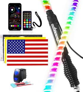Tavaray 760249912082 1pc 3ft Cob Led Whip Light With App And Remote Control 1pc-3ft
