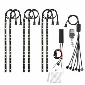 Tectech 2642382 6 Motorcycle Led Lights Wireless Remote 18 Color Neon Glow Light Strips Kit New