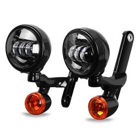 Toprametal Sm-237-gbk Led Auxiliary 4.5 Inch Spot Fog Light Bracket Fit For Harley Street Electra Glide